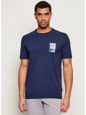 Boss Bisiklet Yaka Lacivert Erkek T-Shirt TE_PLAIN_50556023
