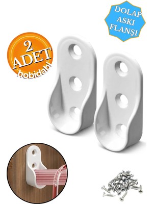 Hobidabi Mobilya Boru Askı Flanşı Beyaz Oval Dolap Içi Elbise Gardırop Askılık Borusu Aparatı Elemanı (2 Adet