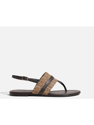 İpekyol Metal tokalı monogram jakarlı sandalet I00000033004023