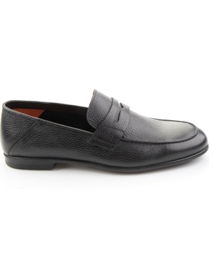 Bambi Siyah Hakiki Deri Erkek Loafer Ayakkabı E01648367040