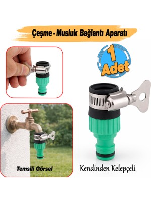 Badem10 Kendinden Kelepçeli Çeşme Musluk Bağlantı Adaptörü 1/2 Inç Hortum Adaptörü Sök Tak Uyumlu 1 Adet