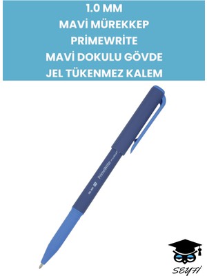Seyfi Kırtasiye 1.0 mm Mavi Mürekkep Primewrite Mavi Dokulu Gövde Jel Tükenmez Kalem