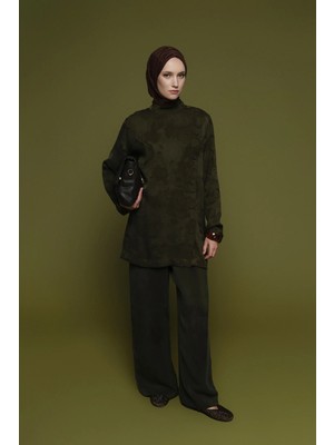 Armine Desenli Kupra Takım Yeşil