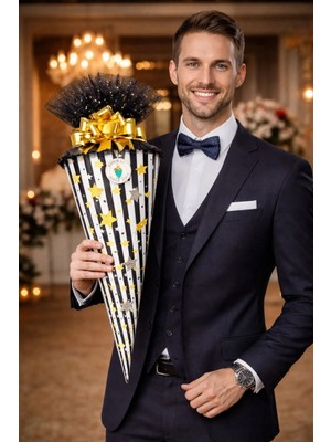 Koni Club Premium Erkek Hediye Konisi – Papyon, Deri Cüzdan, Bileklik & Aksesuar Seti (6 Parça)