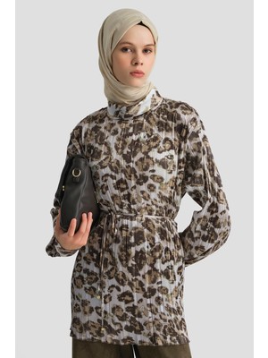 Armine Leopar Desenli Bluz Camel