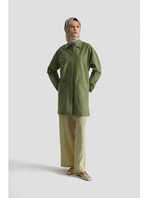 Armine Pamuk Karışımlı Kap Haki