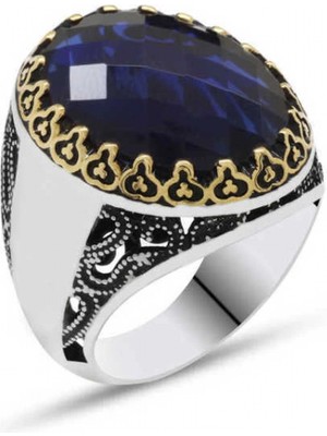 Supertrend Gümüş Mavi Zirkon Taşlı Erkek Yüzük