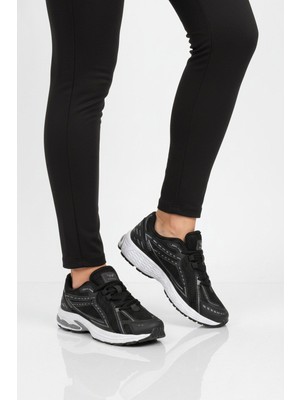 Walkway Siyah Beyaz Fileli Hafif Esnek Hafızalı Taban Unisex Spor Ayakkabı Ruth G