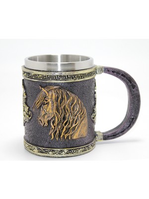 Store Mania 3D Kabartmalı At Büstü Paslanmaz Çelik Kupa Bardak STRMIA-RSTTT34