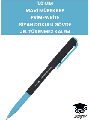 Seyfi Kırtasiye 1.0 mm Mavi Mürekkep Primewrite Siyah Dokulu Gövde Jel Tükenmez Kalem