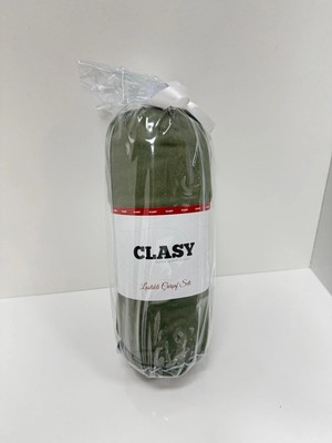 Clasy Ranforce Lastikli Çarşaf Seti Çift Kişilik Haki Yeşil ÇKLÇ-269 %100 Pamuk