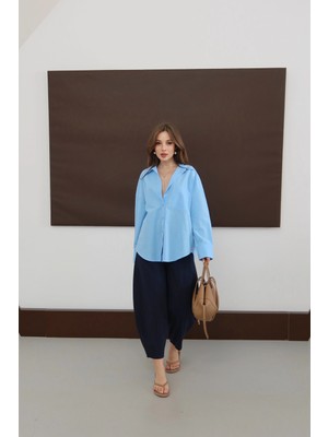 Çımalı Gabardin Şalvar Pantolon Lacivert