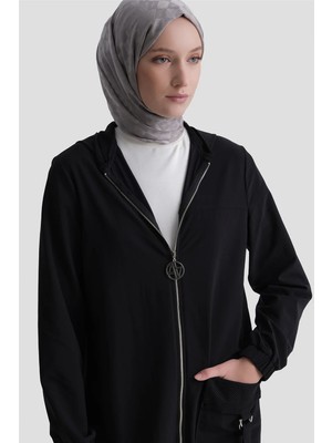 Armine Cep Detaylı Pardesü Siyah