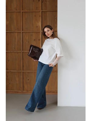 Yüksek Bel Extra Wide-Leg Jean Mavi