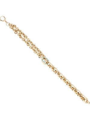 Ema Jewellery Ema 14 Ayar Altın Mavi Mineli Çift Zincirli Bileklik