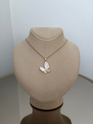Laris Accessories Sedefli Taşlı Kelebek Çelik Kolye