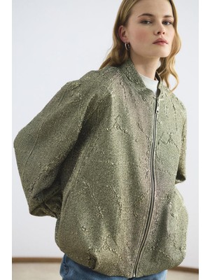 Lale Butik Kadriye Baştürk Jakar Balon Form Ince Bomber Ceket 714 Gold