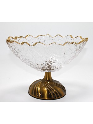 Marsilyan Gold Detaylı Eskitme Ayaklı Dekoratif Cam Sunumluk