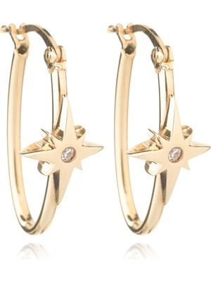 Cetaş Jewelry Cetaş Polaris 14 Ayar Altın Kutup Yıldızı Küpe