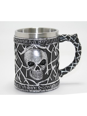 Ttt Gotik Kurukafa 3D Kabartmalı Paslanmaz Çelik Kupa Bardak