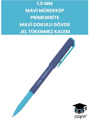 Seyfi Kırtasiye 1.0 mm Mavi Mürekkep Primewrite Mavi Dokulu Gövde Jel Tükenmez Kalem