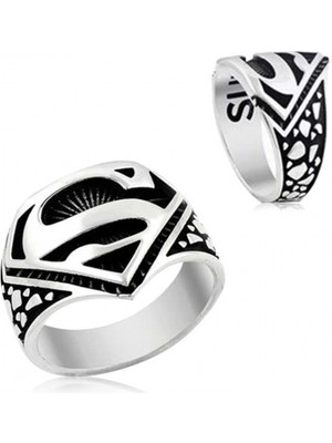 Supertrend Gümüş Süpermen Sembolü Yüzük