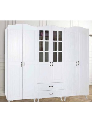 Yuvaset Home Asil 6 Kapılı Beyaz Gardırop