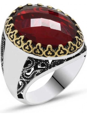 Supertrend Gümüş Kırmızı Zirkon Taşlı Erkek Yüzük