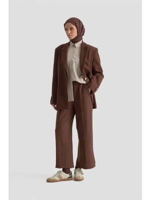 Armine Önü Dikişli Pantolon Kakao