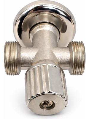 Akçay Çift Çıkışlı Çamaşır ve Bulaşık Makinası Musluğu-Metal Gövdeli Makine Bağlantı Vanası