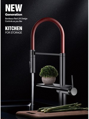 New Waterfall Şelale Tarzı Mutfak Bataryası Matte Red Pıpe C8736-U