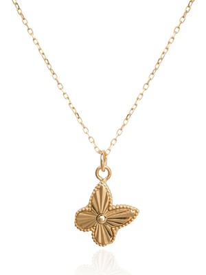 Berk Mücevherat 14 Ayar Altın Lazer Kesim Kelebek Kolye