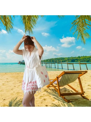 Premium El Yapımı Peştamal Kimono | Doğal Kök Boyalı - Plaj & Spa Kullanımına Uygun