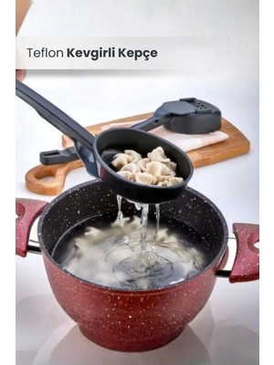 Orvila Yanmaz Yapışmaz Yüksek Isıya Dayanıklı Teflon Kevgirli Kepçe - Servis Kaşığı