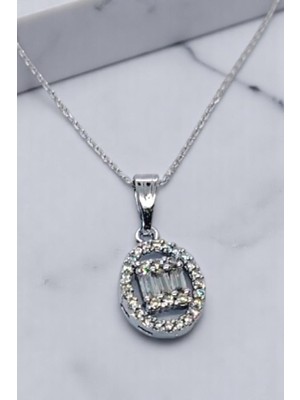 Katilus Zirkon Taşlı Baget Çelik Kadın Kolye