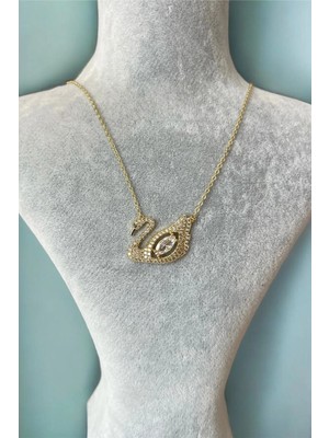 14 K Altın Kaplama Kuğulu Kolye