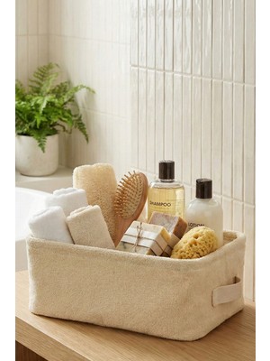 Prendi Home Havlu Kumaş Banyo Düzenleyici Sepet Dekoratif Çok Amaçlı Organizer Kutu 30X22X10