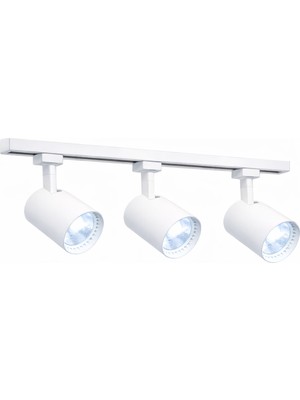 Ledarmy Modern 3’lü LED Ray Spot Aydınlatma Seti 30W Beyaz Monofaze Ray Sistem Ayarlanabilir Tavan Spotu 6400K Beyaz
