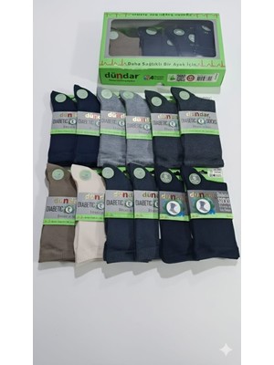 Dündar 12'li Erkek Bambu Diyabetik Çorap 4 Mevsim Karışık Renk