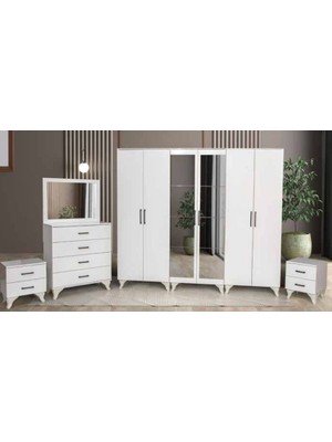 Yuvaset Home Zirve Yatak Odası Komodinli Beyaz