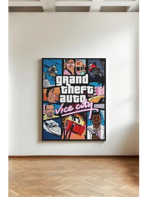 Kanvaspera Gta Serisi Oyun Afişi - Tablo Grand Theft Auto V, Vice City, San Andreas