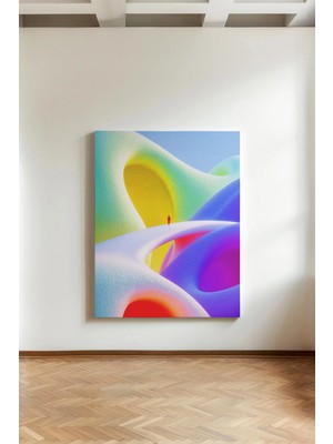 Kanvaspera Renkli Tepeler Üzerindeki Yalnız Siluet - Kanvas Tablo - Gerçeküstü ve Canlı Renk Temalı Duvar Dekoru