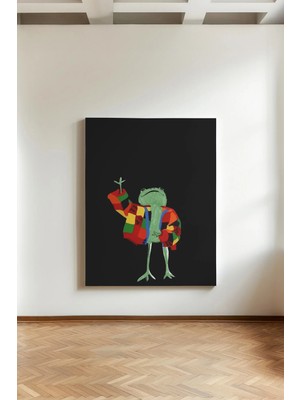 Kanvaspera Boho Çizgili Kurbağa - Kanvas Tablo