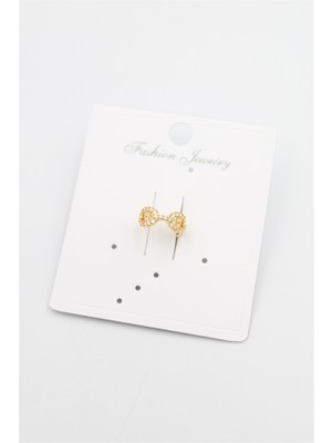 Beta Moda Hub Taşlı Kıkırdak Küpe - Altın