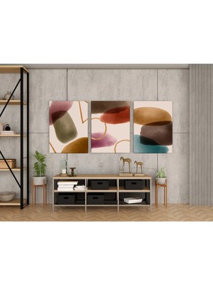 Kanvaspera Boho Rengarenk Çemberler - Üçlü Takım Kanvas Tablo