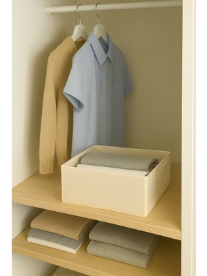 Prendi Home Gardırop ve Dolap Içi Düzenleyici Organizer, Krem Çok Amaçlı Saklama Kutusu 28X28X13CM