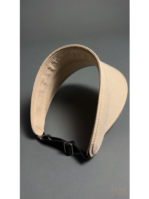 Mollycrush Kadın Bej Hasır Güneş Vizör Şapka | Lastikli Katlanabilir Plaj Şapkası