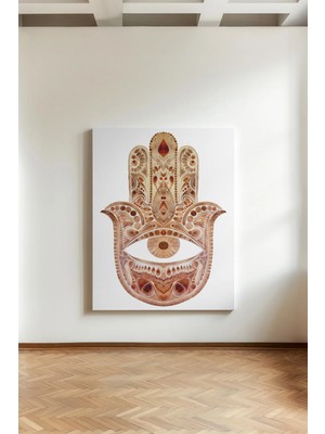 Kanvaspera Fatma'nın Eli - Kanvas Tablo - Göz Boncuğu, Koruma ve Ruhsal Sanat Temalı Duvar Dekorasyonu