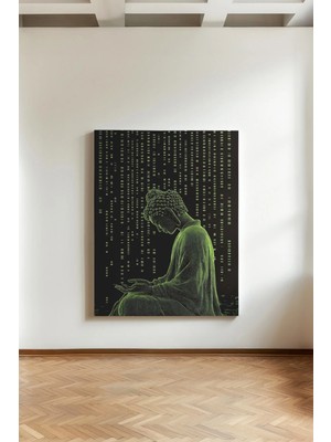 Kanvaspera Matrix Buda - Kanvas Tablo - Budizm Sanatı, Tefekkür ve Dijital Çağ, Çağdaş Çizim