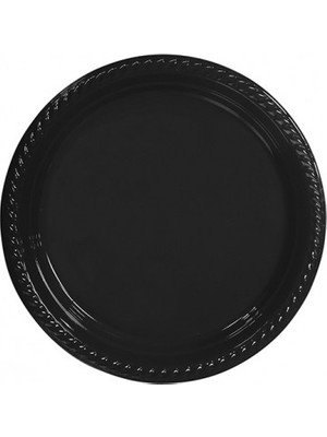 Party Express Plastik Tabak 22 cm 25'li - Siyah